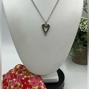 Brighton Bella Mia Necklace Pave Crystals Heart‎ Pendant Reversible Retired 17"